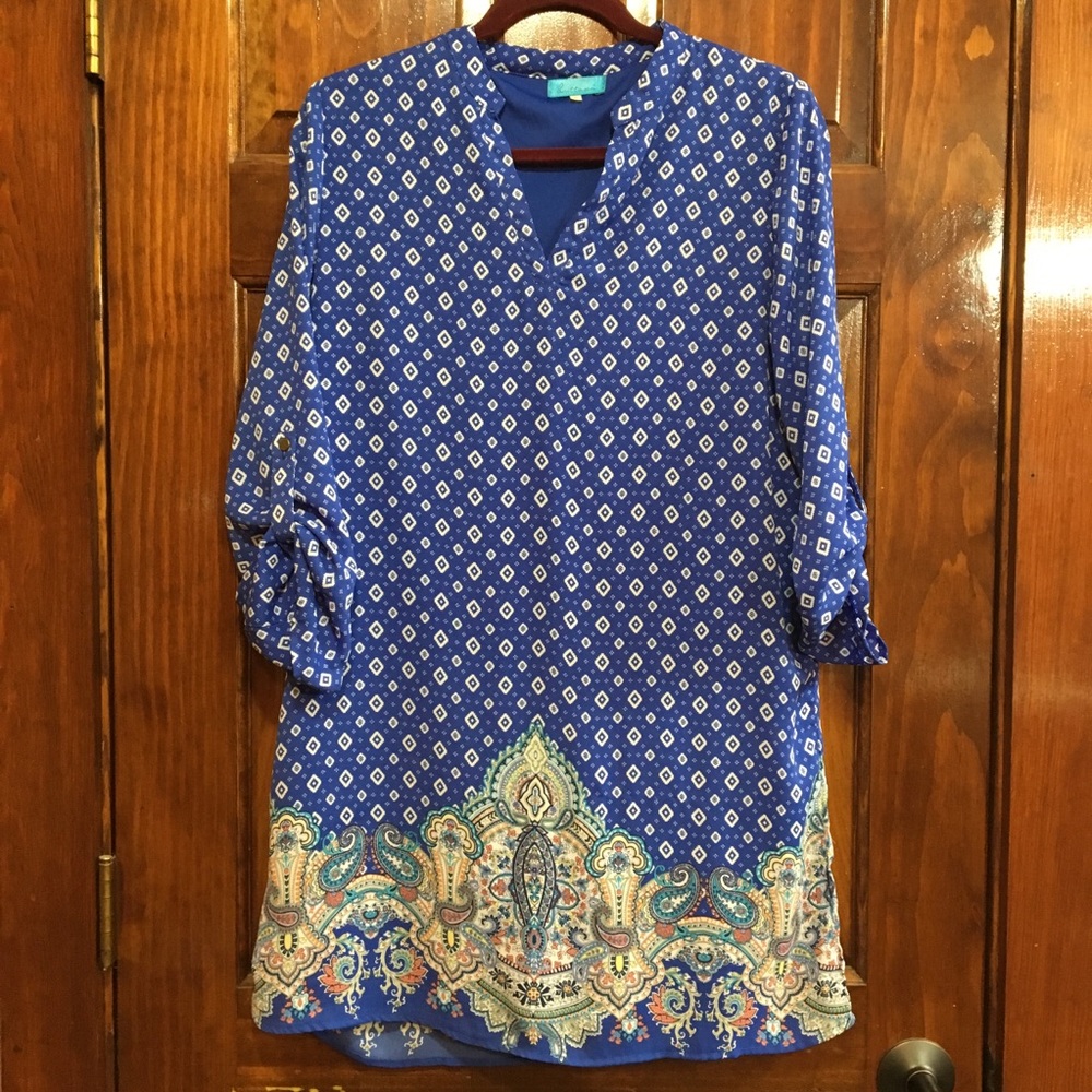 Buttons medium dress blue/white pattern